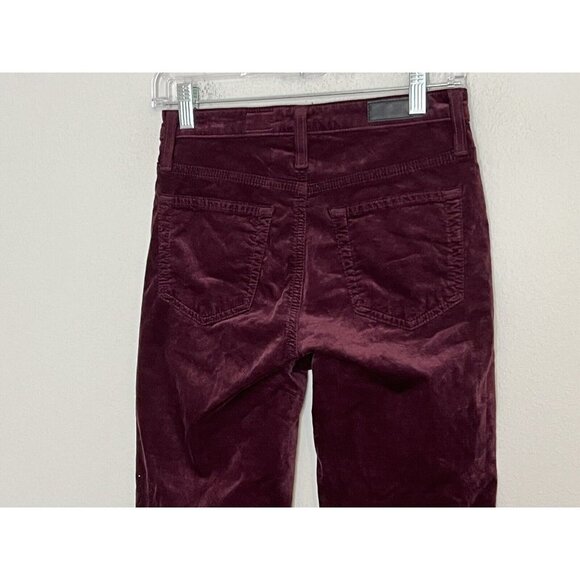 Adriano Goldschmeid The Isabelle High Rise Straight Crop Burgundy Velvet Size 25 - Picture 5 of 13